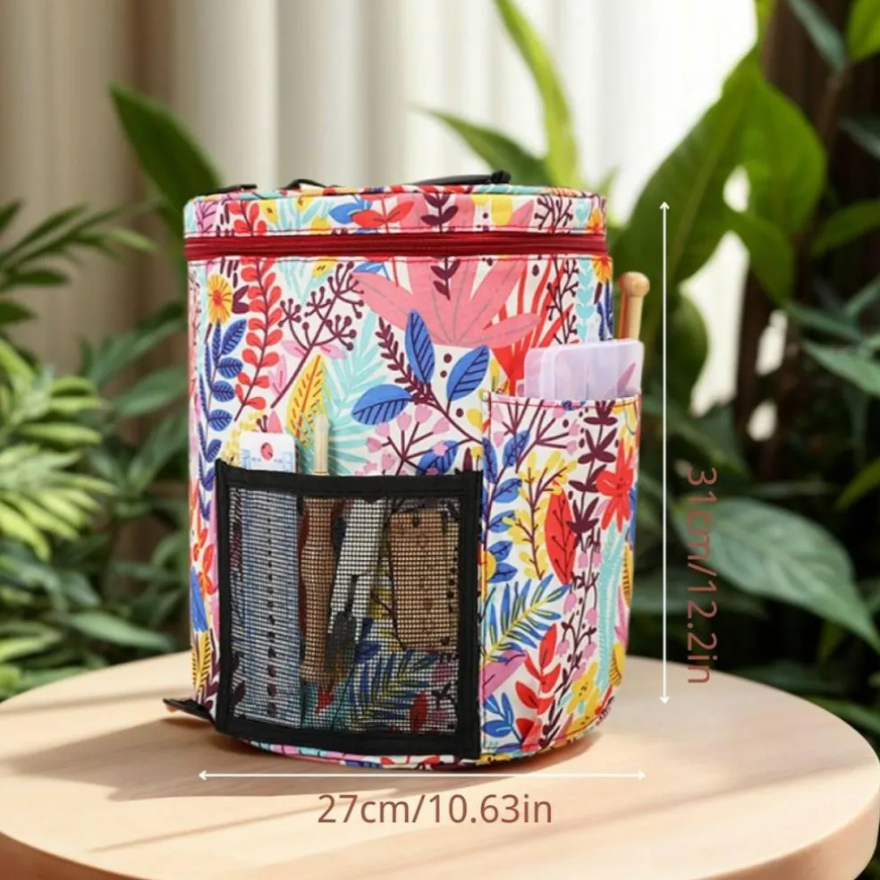 Large Crochet & Knitting Bag – Portable Yarn Storage Tote with Straps, Waterproof Organizer for Crafters