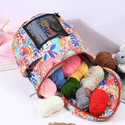 Large Crochet & Knitting Bag – Portable Yarn Storage Tote with Straps, Waterproof Organizer for Crafters