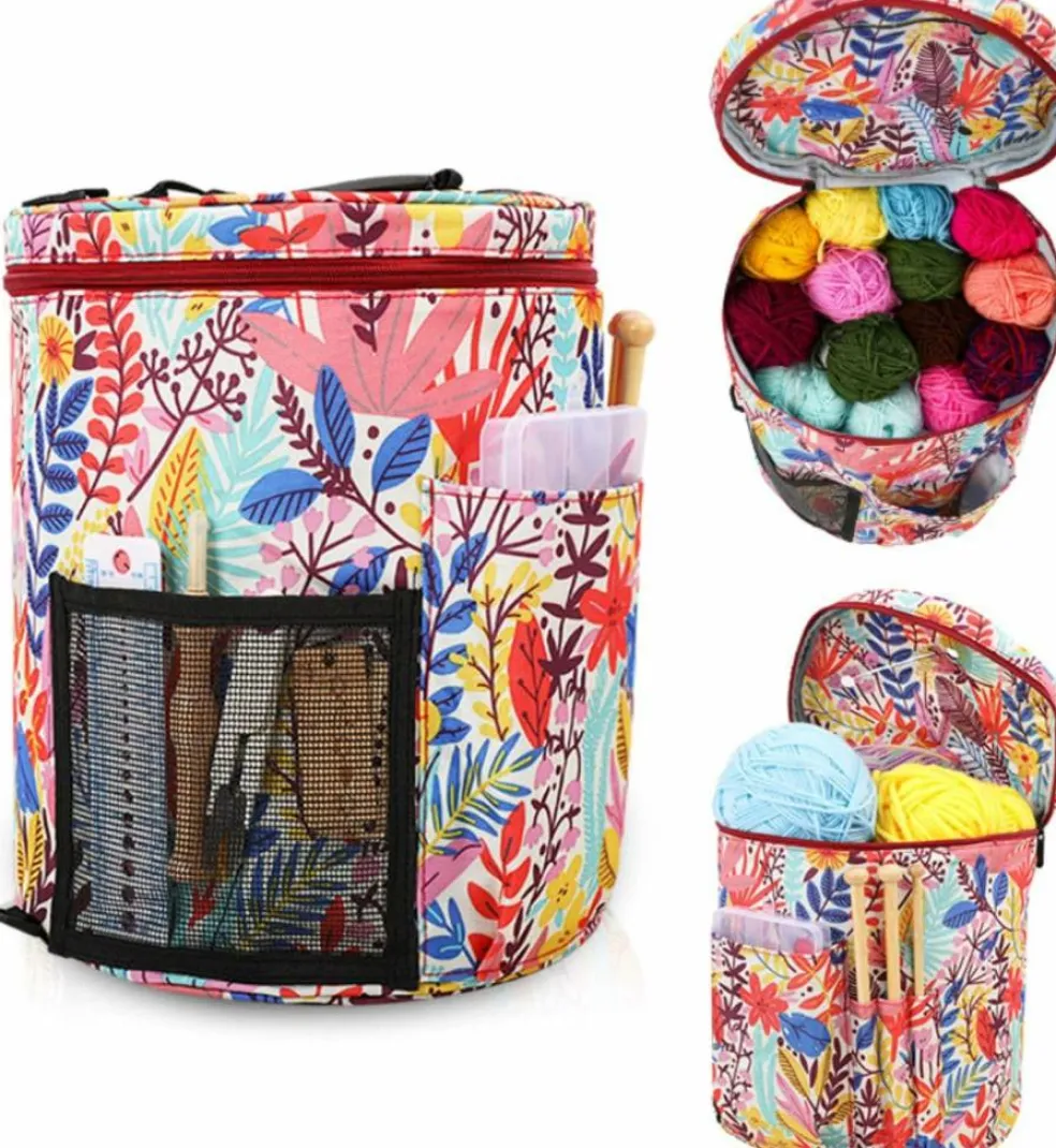 Large Crochet & Knitting Bag – Portable Yarn Storage Tote with Straps, Waterproof Organizer for Crafters
