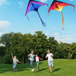 Large Delta Kite Red, Green and Purple, Easy to Fly Huge for Kids and Adults with 262.5ft String, Large Delta Beach Kite for Outdoor Games and Activities