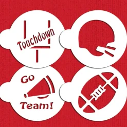 Large Football Cookie Stencils | C253 by Designer Stencils | Cookie Decorating Tools | Baking Stencils for Royal Icing, Airbrush, Dusting Powder | Reusable Plastic Food Grade Stencil for Cookies | Easy to Use & Clean Cookie Stencil