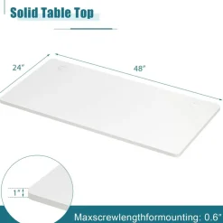 Large 48 Inch White Desk Tabletop Wooden Surface with Cable Management and Rounded Corners (Only Tabletop)