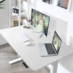 Large 48 Inch White Desk Tabletop Wooden Surface with Cable Management and Rounded Corners (Only Tabletop)