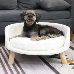Large size Dog Sofa Couch Lounge Elevated Cat Bed Pet 3-Legged Stool Raised Bed w/ Cushion