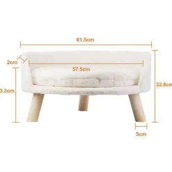 Large size Dog Sofa Couch Lounge Elevated Cat Bed Pet 3-Legged Stool Raised Bed w/ Cushion