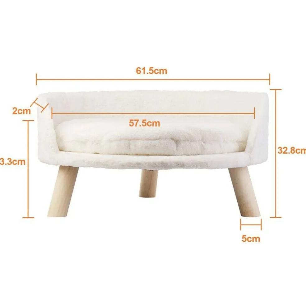 Large size Dog Sofa Couch Lounge Elevated Cat Bed Pet 3-Legged Stool Raised Bed w/ Cushion