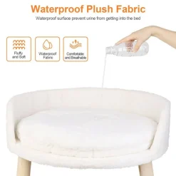 Large size Dog Sofa Couch Lounge Elevated Cat Bed Pet 3-Legged Stool Raised Bed w/ Cushion
