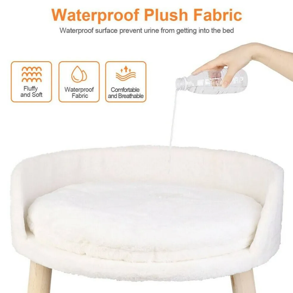 Large size Dog Sofa Couch Lounge Elevated Cat Bed Pet 3-Legged Stool Raised Bed w/ Cushion