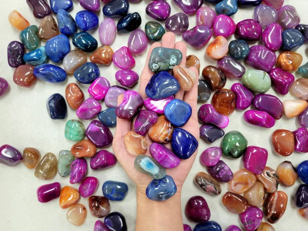Large Tumbled Dyed Agate Crystals Colorful Stones for Décor