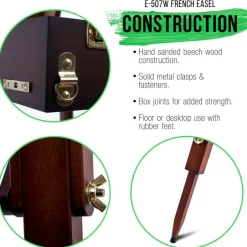 Large Walnut French Easel, Adjustable Plein Air Easels, Beechwood Sketchbox Tripod for Field & Studio Painting Easel for Adults, Drawing, Display - Portable with Drawer & Palette