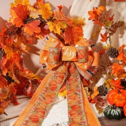 LaRibbons Fall Burlap Plaid Ribbon Wired 2 1/2" x 6 Yards 4 Rolls, Harvest Pumpkins Ribbon for Autumn Wreath Thanksgiving Christmas Farm Gift Wrapping Home Decor