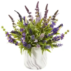 15" Lavender Arrangement in Marble Vase