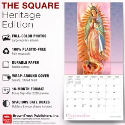 La Virgen de Guadalupe | 2027 12 x 24 Inch (Hanging) Monthly Square Wall Calendar | English/Spanish Bilingual | Plastic-Free