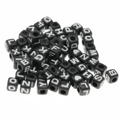 1/2lb. Black Square Alphabet Beads by Creatologyâ„¢, 6.5mm