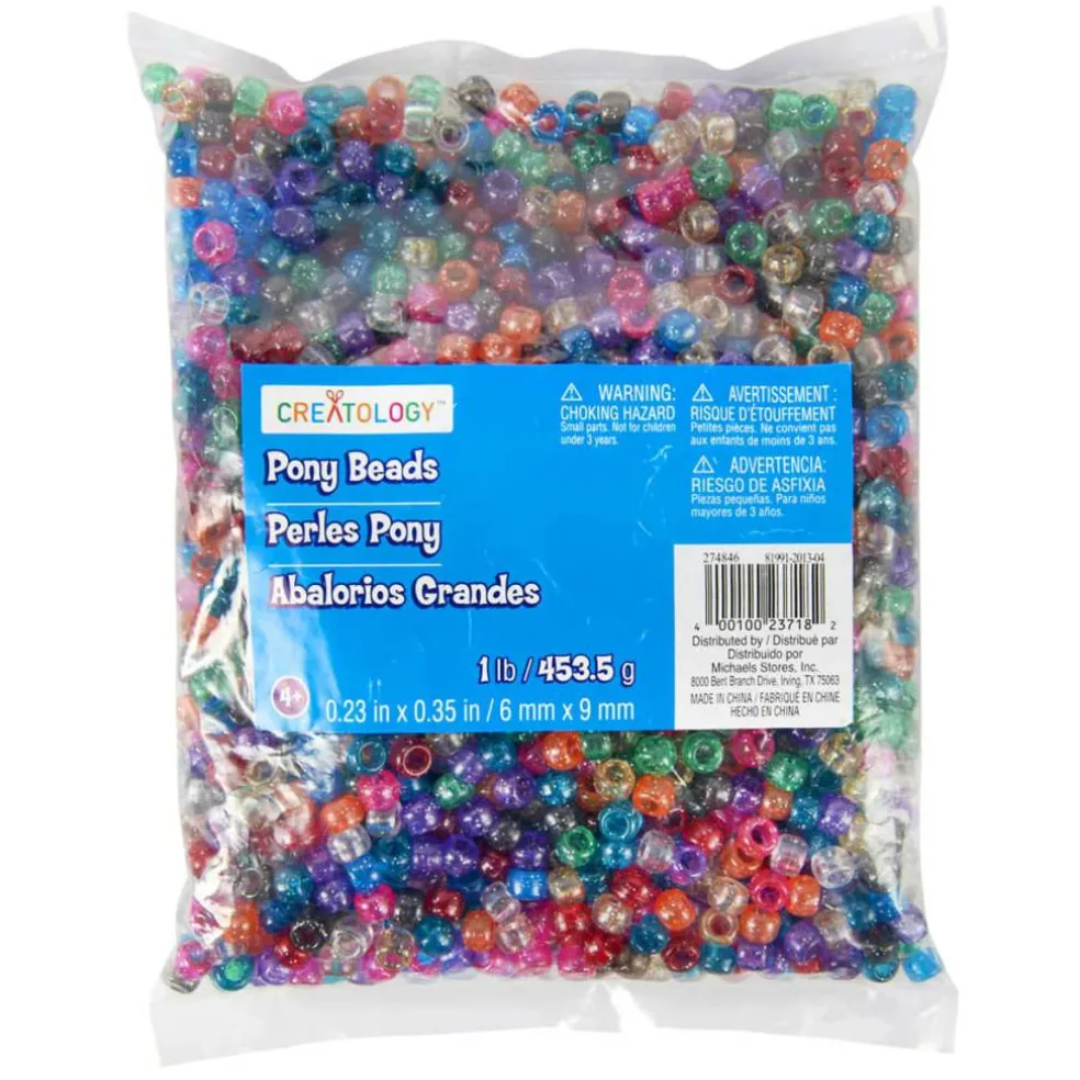 1lb. Multicolor Pony Beads by Creatology™, 6mm x 9mm