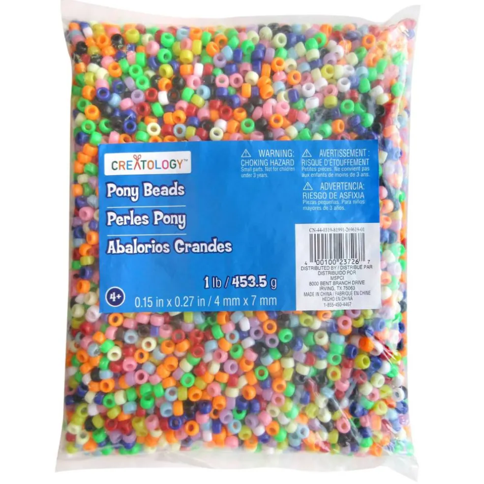 1lb. Opaque Pony Beads by Creatology™, 4mm x 7mm