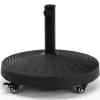50 LBS Patio Wicker Style Resin Umbrella Base Stand Heavy Duty with Wheels