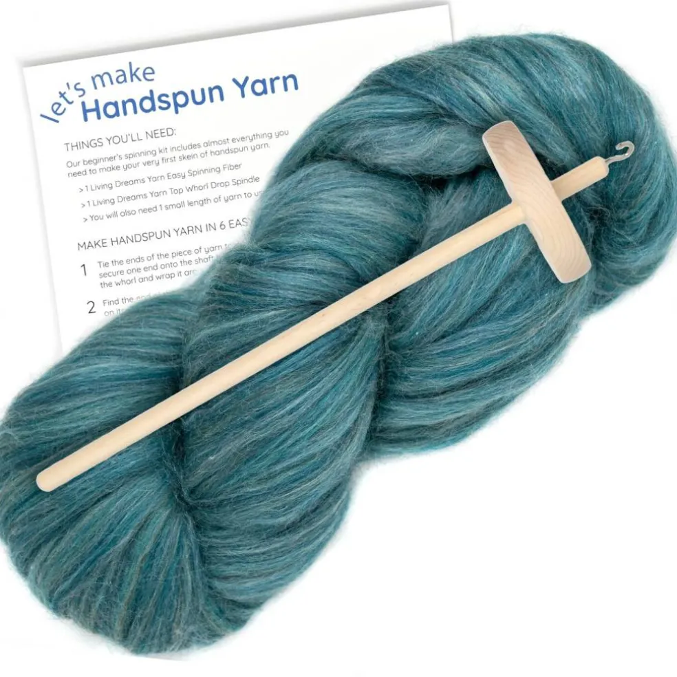 LEARN TO SPIN - Beginner's Spinning Kit with Drop Spindle and Merino/Silk Pencil Roving. Choose your color. Great gift idea