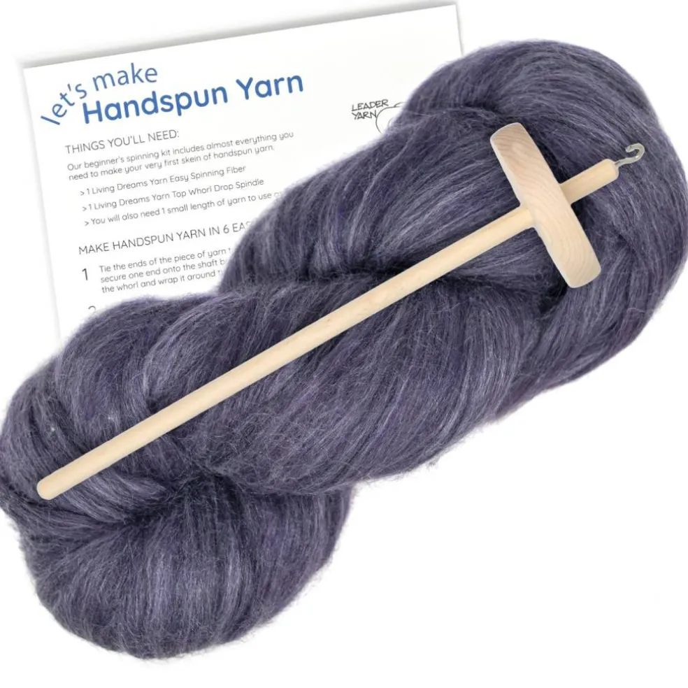 LEARN TO SPIN - Beginner's Spinning Kit with Drop Spindle and Merino/Silk Pencil Roving. Choose your color. Great gift idea