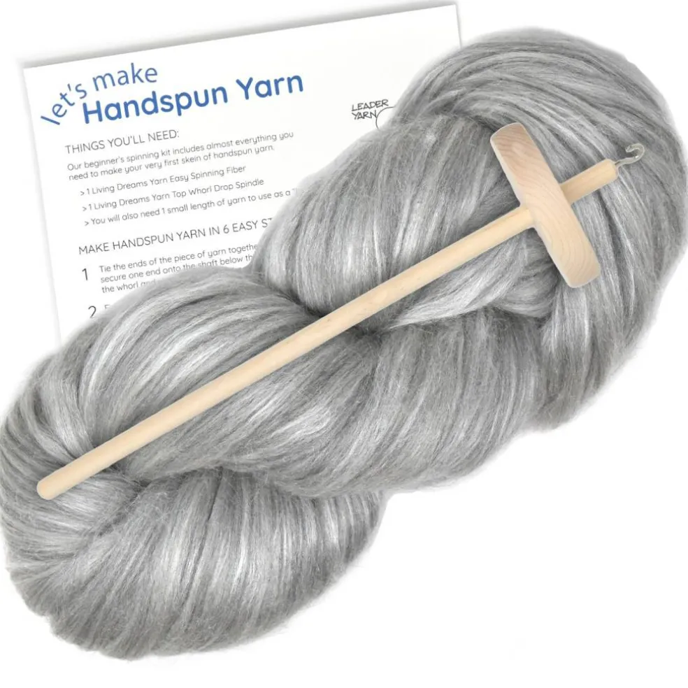 LEARN TO SPIN - Beginner's Spinning Kit with Drop Spindle and Merino/Silk Pencil Roving. Choose your color. Great gift idea