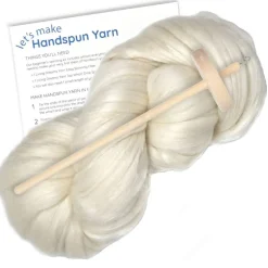 LEARN TO SPIN - Beginner's Spinning Kit with Drop Spindle and Merino/Silk Pencil Roving. Choose your color. Great gift idea