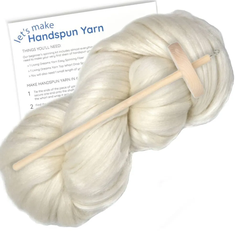 LEARN TO SPIN - Beginner's Spinning Kit with Drop Spindle and Merino/Silk Pencil Roving. Choose your color. Great gift idea