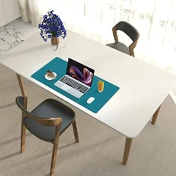 Leather Desk Pad Protector,Mouse Pad,Office Mat, Non-Slip PU Blotter,Laptop Pad,Waterproof Writing for Office and Home (Turquoise,31.5" x 15.7")