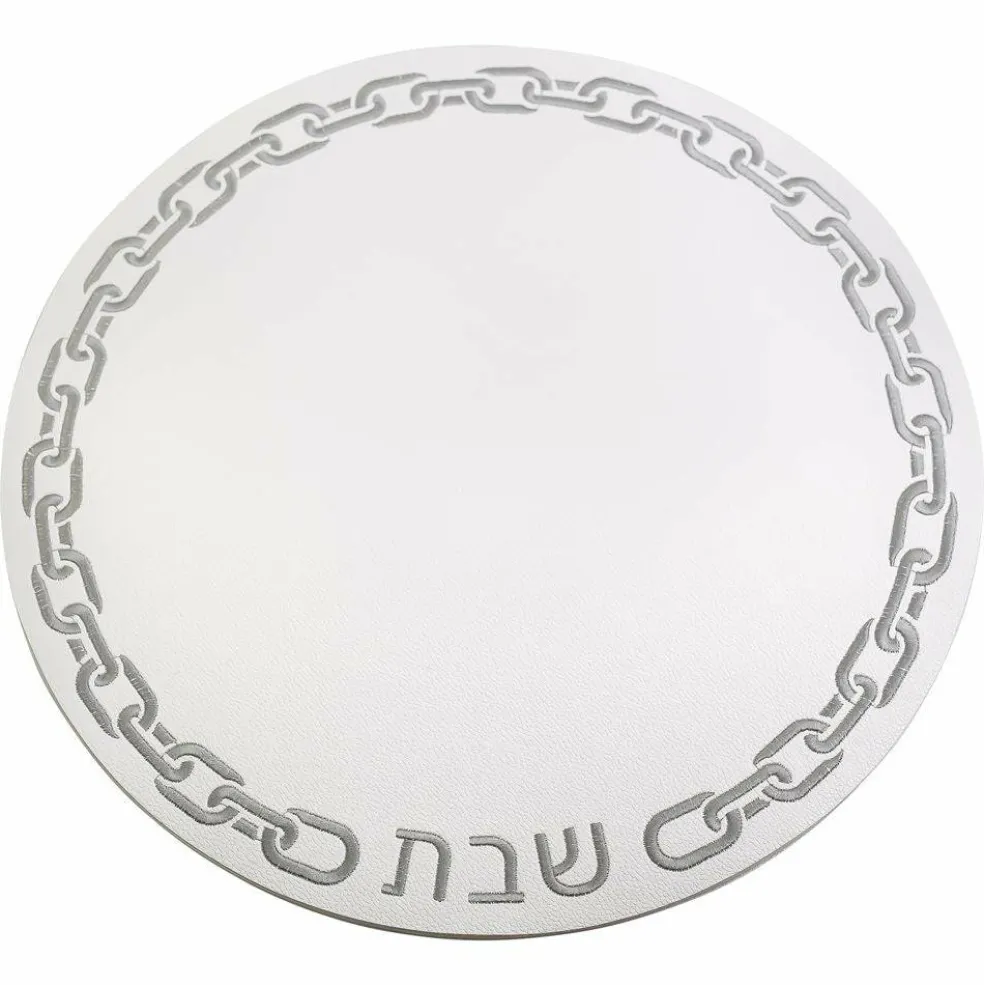 Leatherette Chain Design Chargers with Shabbos Text Set of 4