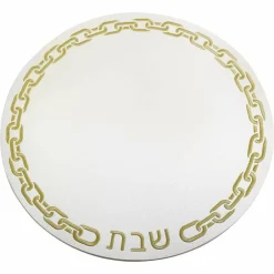 Leatherette Chain Design Chargers with Shabbos Text Set of 4