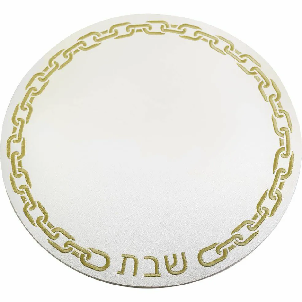 Leatherette Chain Design Chargers with Shabbos Text Set of 4