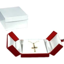 12 Leather Pendant Earring Boxes Red Snap Lid Display