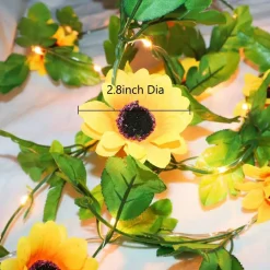 20 LED Artificial Sunflower String Lights, 7.2 ft Sunflower Garland with Lights Battery Operated Flower Fairy String Lights for Bedroom Wedding Birthday Party Home Garden Decor