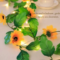 20 LED Artificial Sunflower String Lights, 7.2 ft Sunflower Garland with Lights Battery Operated Flower Fairy String Lights for Bedroom Wedding Birthday Party Home Garden Decor