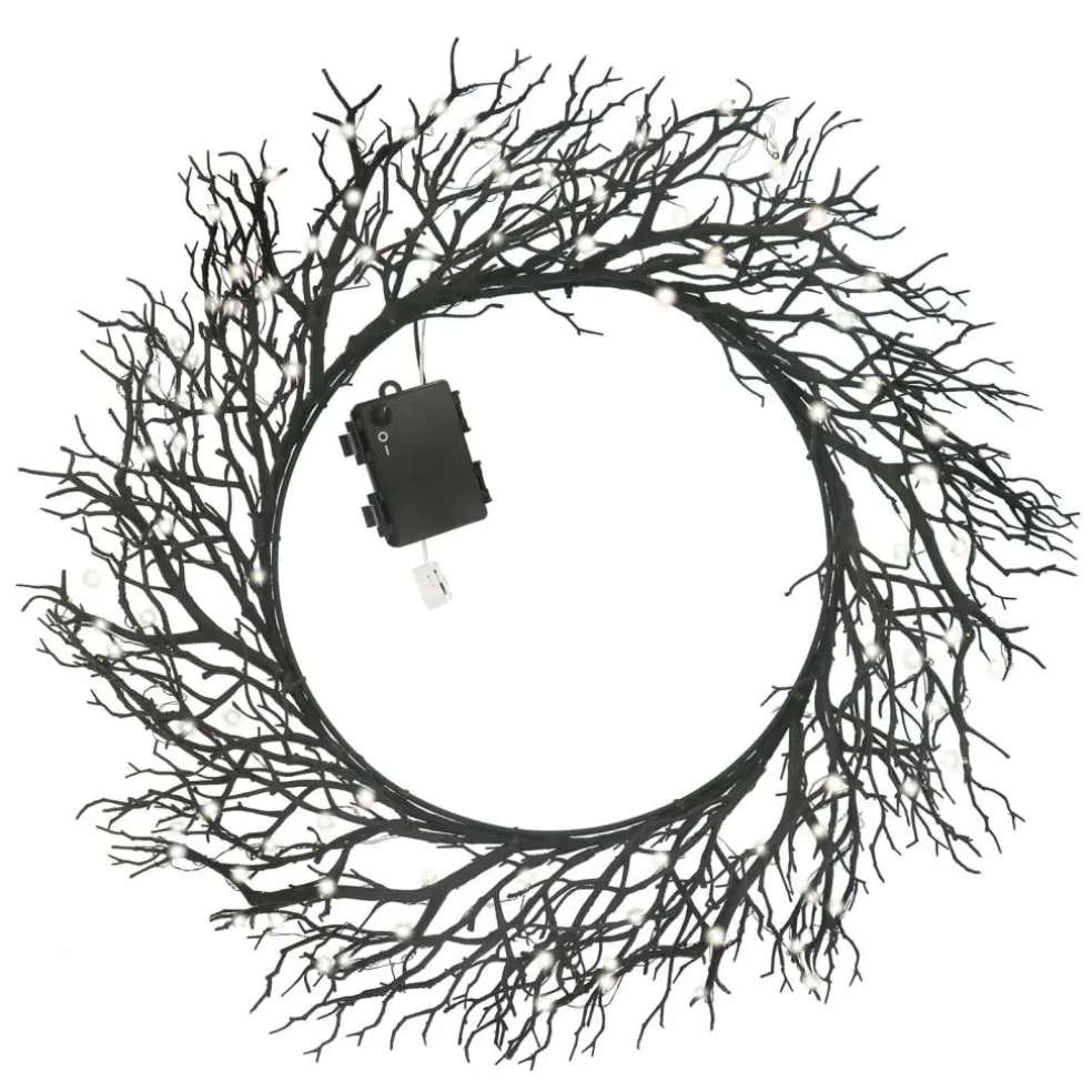 23" LED Black Branch Wreath by Ashland®