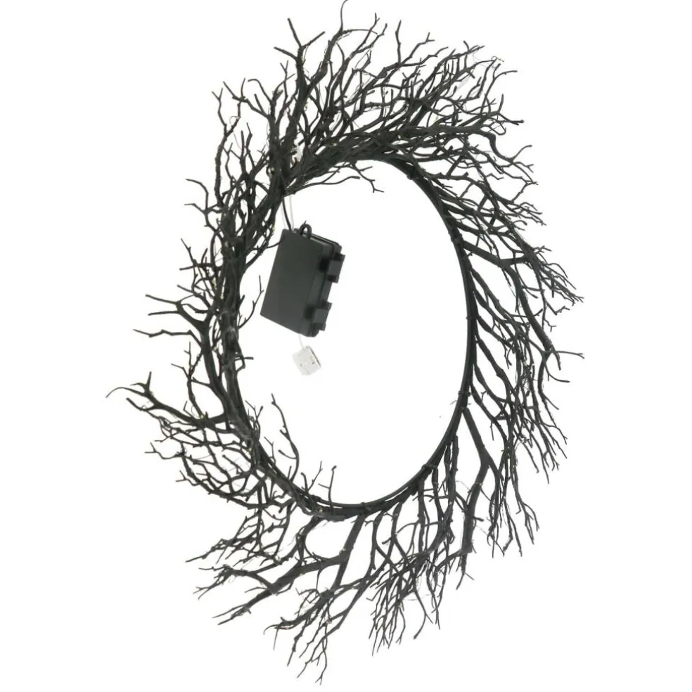 23" LED Black Branch Wreath by Ashland®