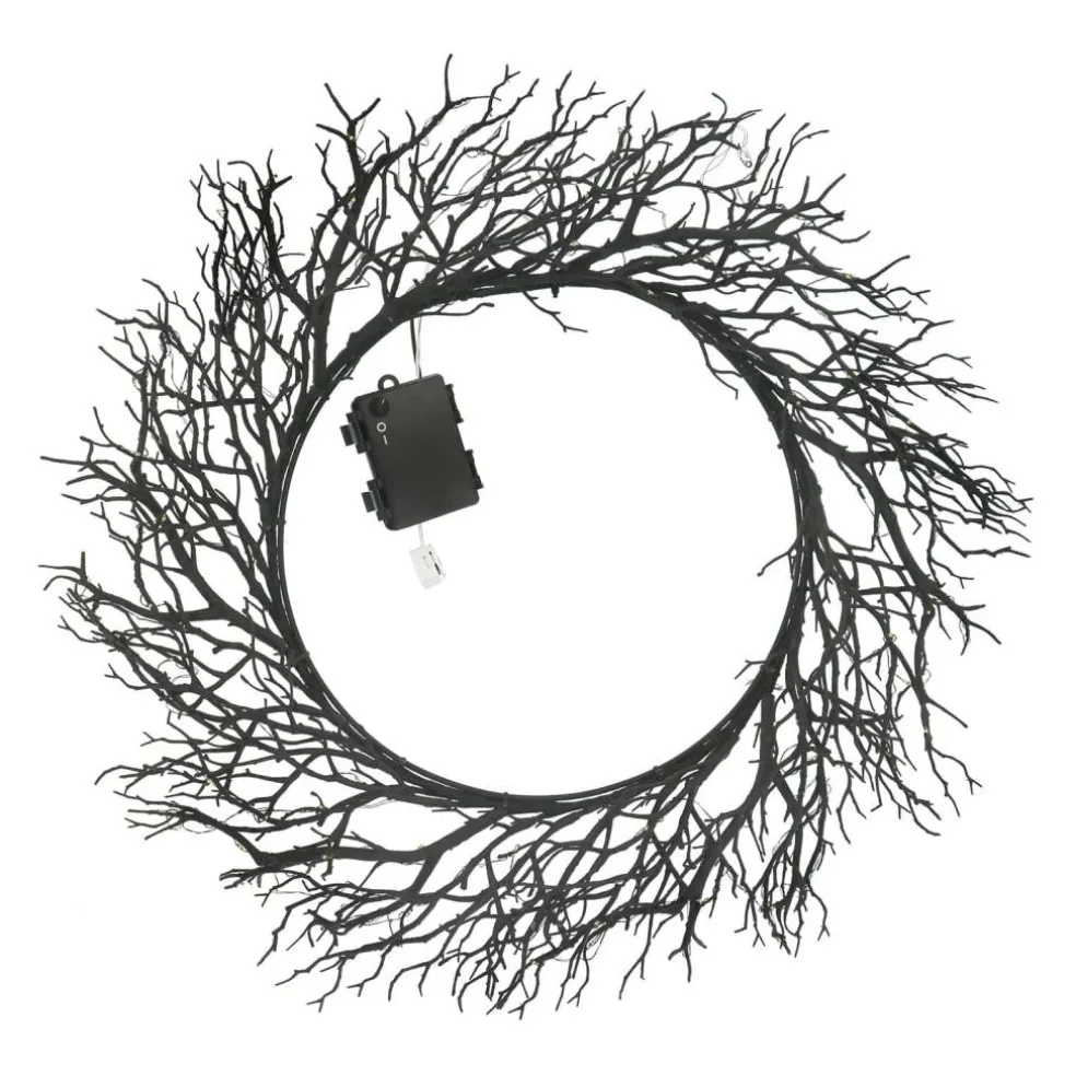 23" LED Black Branch Wreath by Ashland®