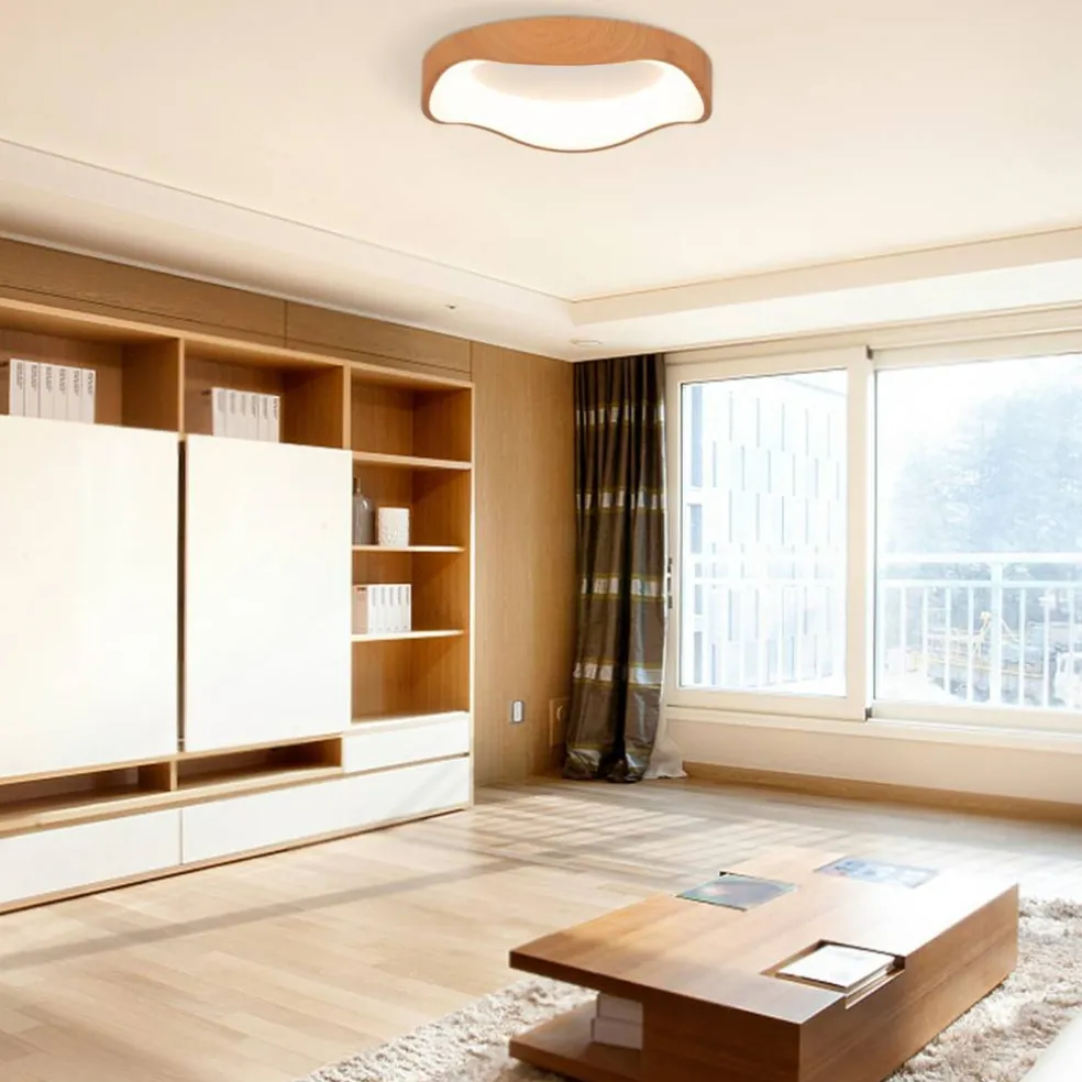 LED Ceiling Light 24W Wood Pattern with Metal Frame for Home Office Hallway