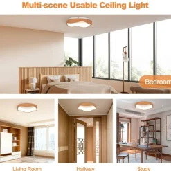 LED Ceiling Light 24W Wood Pattern with Metal Frame for Home Office Hallway