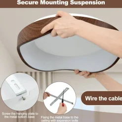 LED Ceiling Light 24W Wood Pattern with Metal Frame for Home Office Hallway