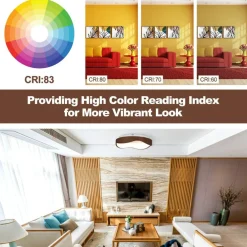LED Ceiling Light 24W Wood Pattern with Metal Frame for Home Office Hallway