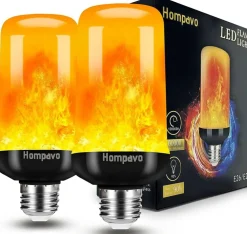 LED Flame Light Bulbs, 4 Modes Flickering Light Bulbs with Upside Down Effect, E26/E27 Flame Bulb for Halloween Christmas Party Patio Porch Home Indoor & Outdoor Decorations - 2