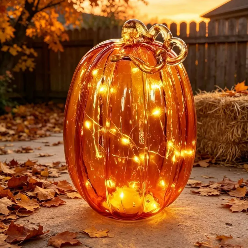 9.25" LED Glass Pumpkin Décor by Ashland®