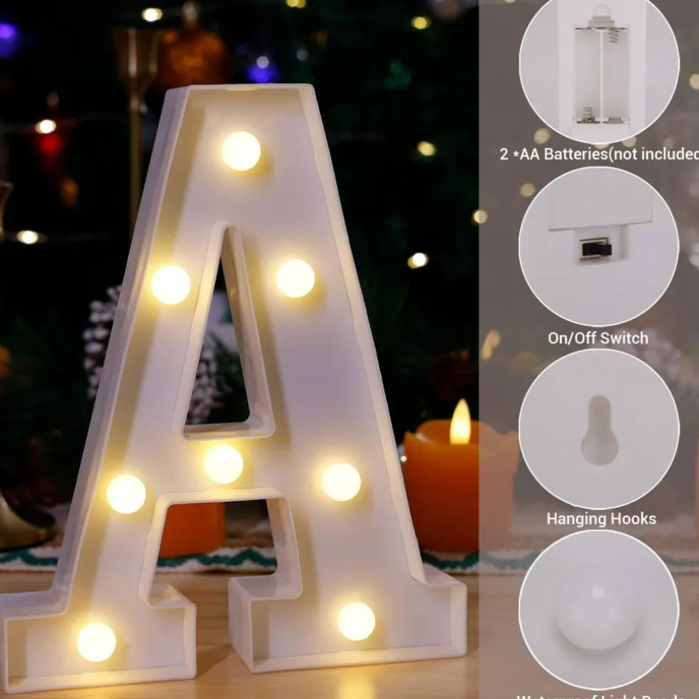 LED Light Up Letters, 26 Alphabet Marquee Letter Lights Sign - Letter A