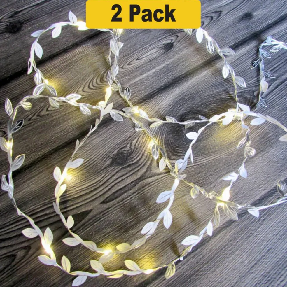 20 LED Plant Vine Fairy Lights Battery Green Leaf String Accent