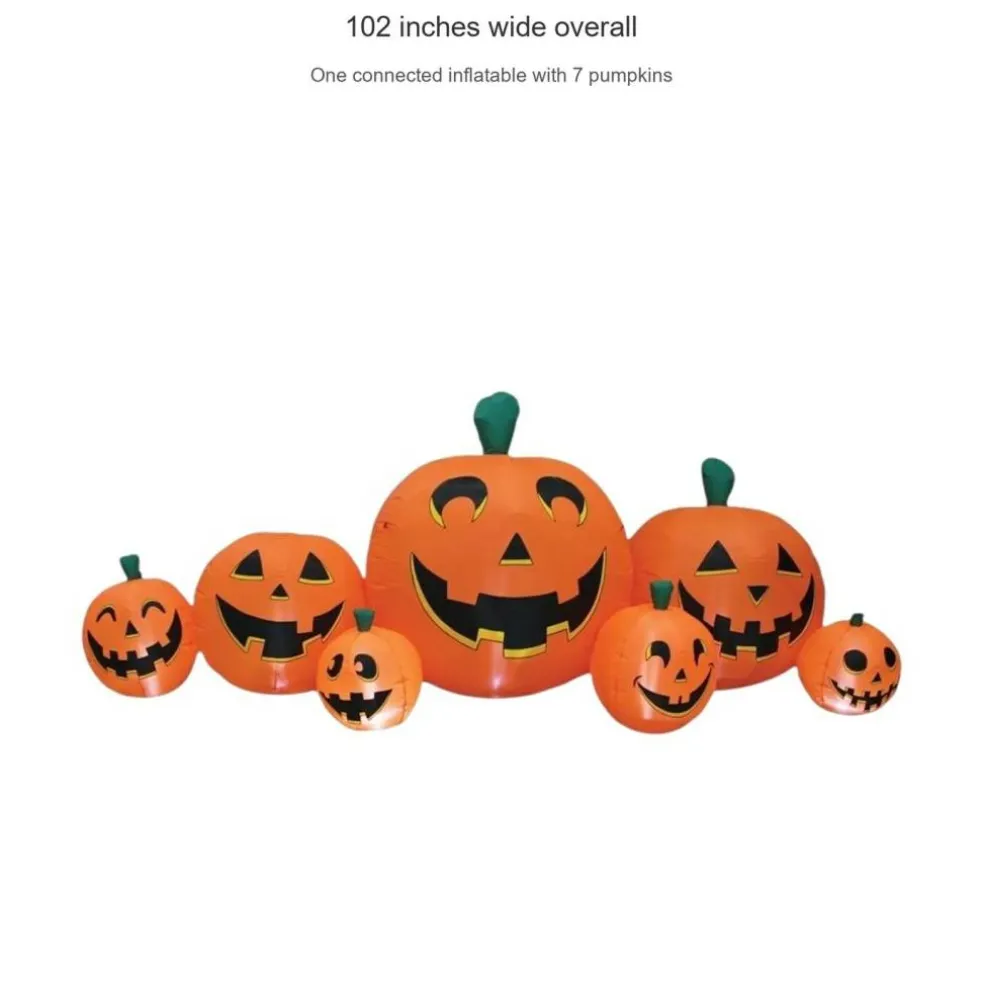 102" LED Pumpkin Patch Halloween Inflatable – 7 Connected Jack-O'-Lanterns