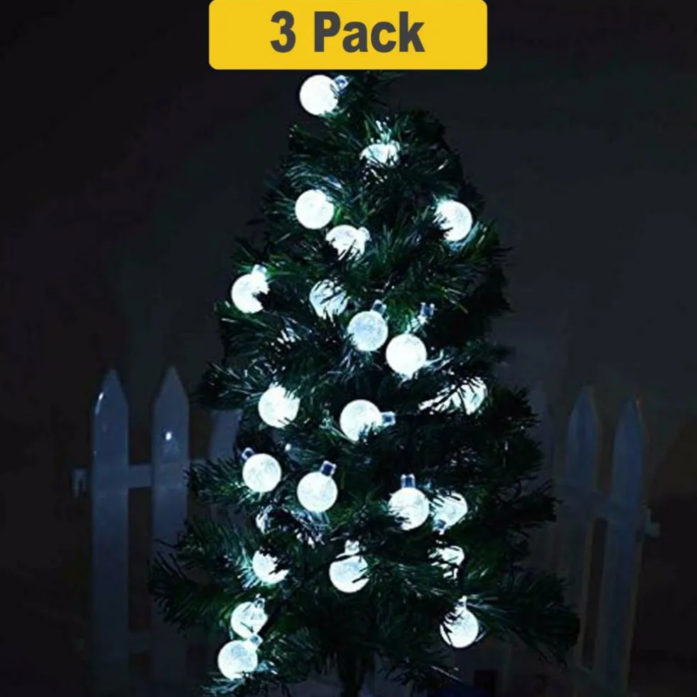 60 LED Solar Fairy Bubble String Lights 42ft Garden Decor