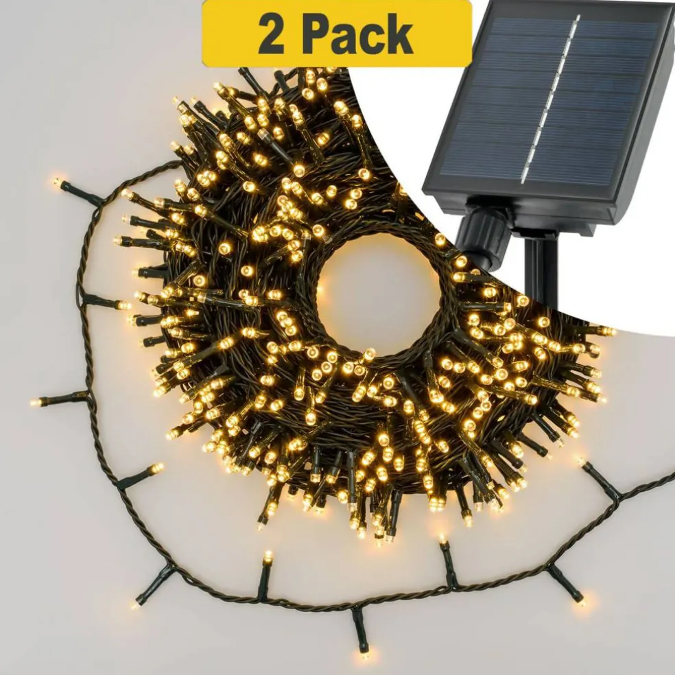 100 LED Solar Powered Outdoor String Lights Green Cable Waterproof Garden & Patio Decorative Fairy Lights