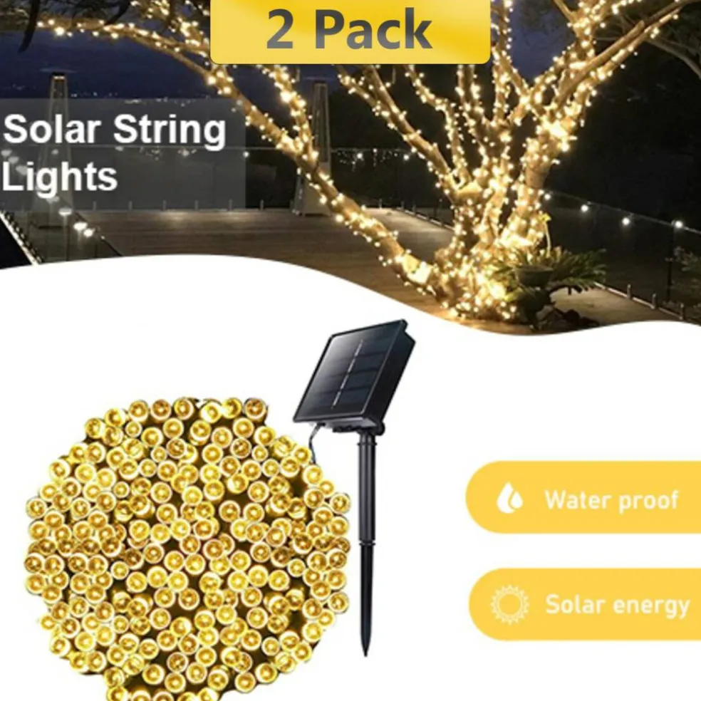 200 LED Solar Powered Outdoor String Lights 64 Ft Waterproof Garden & Patio Decorative Fairy Lights