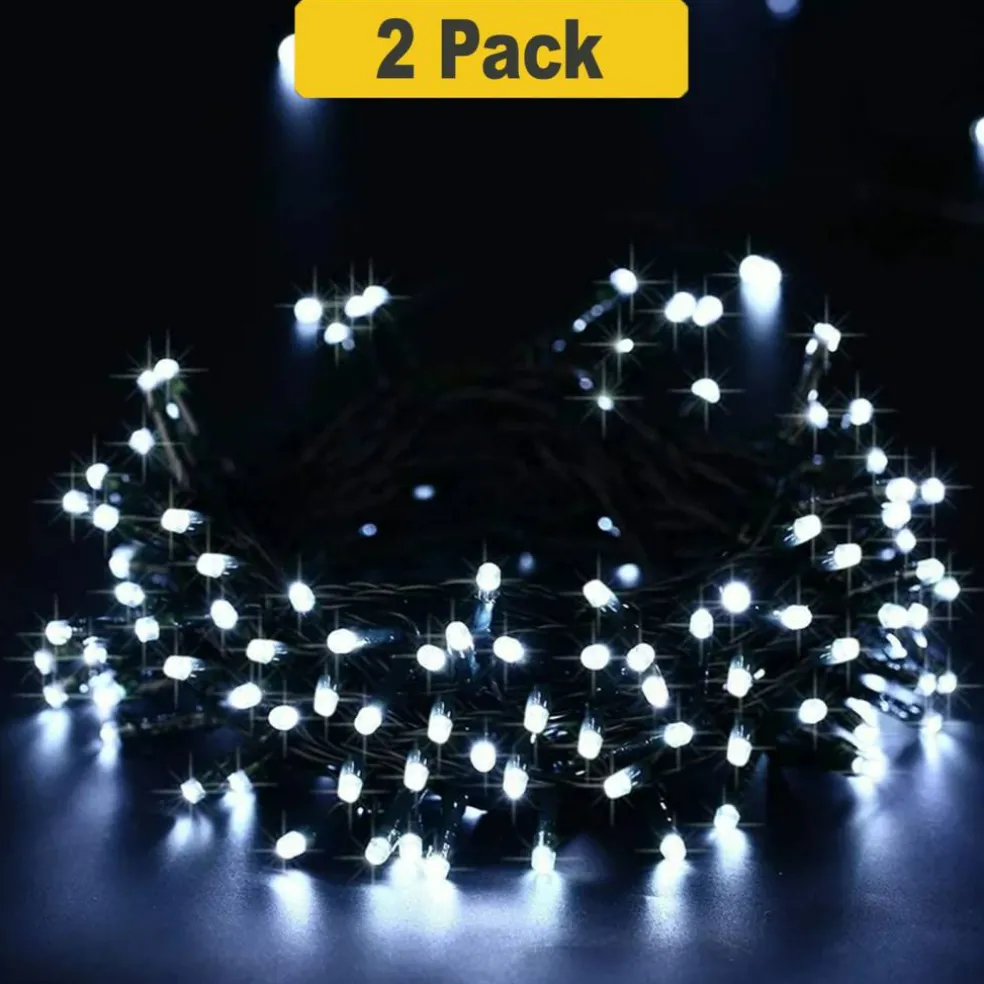 100 LED Solar String Lights with Green Wire for Outdoor Garden Decoration