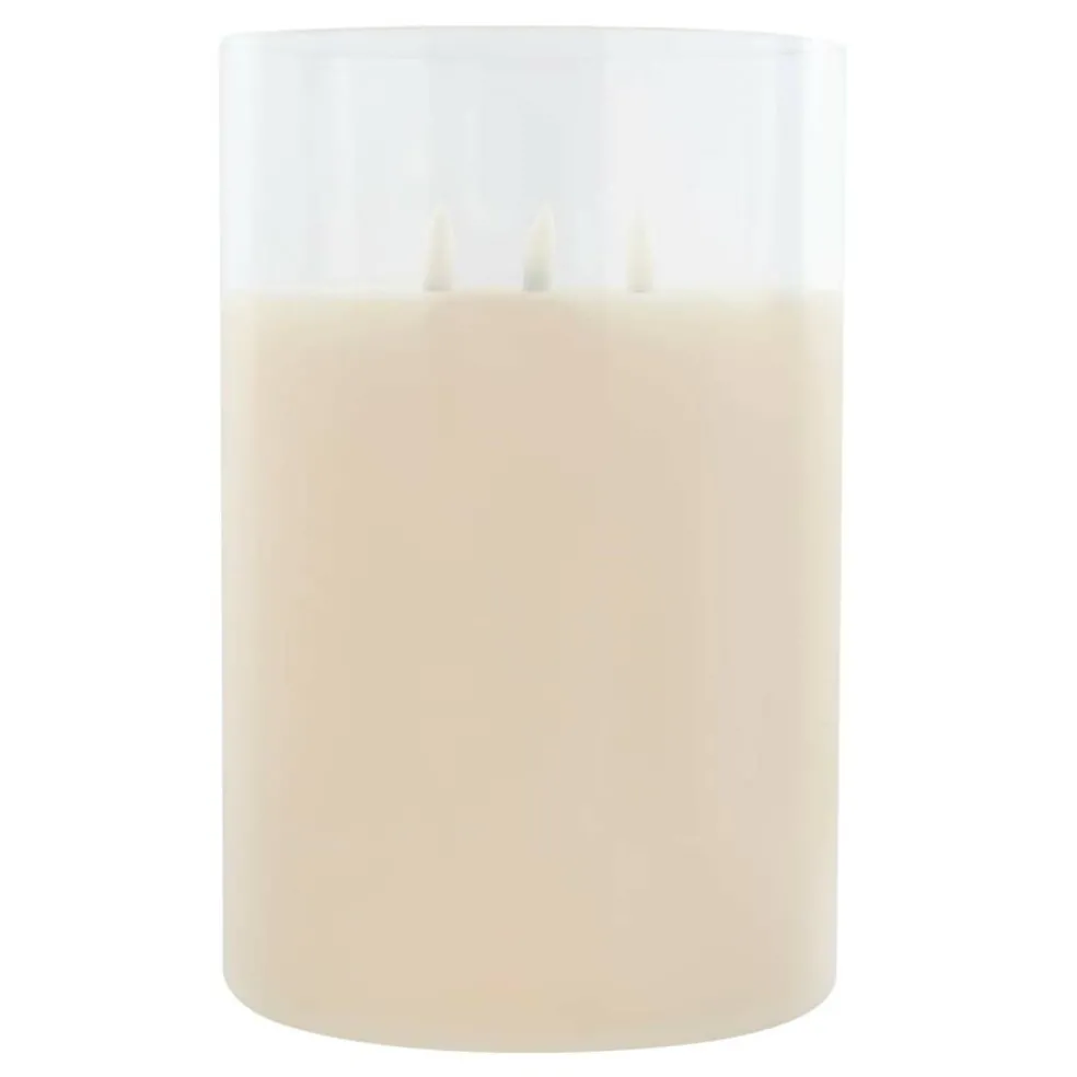 9" LED 3-Wick Flickering Glass & Wax Candle by Ashland®